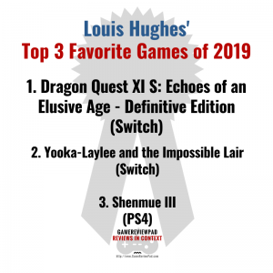 Louis Hughes Top 3 Favorite Games of 2019